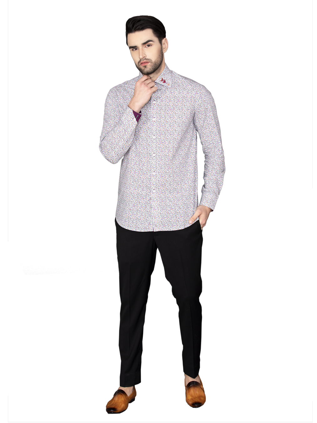 White blue printed shirt