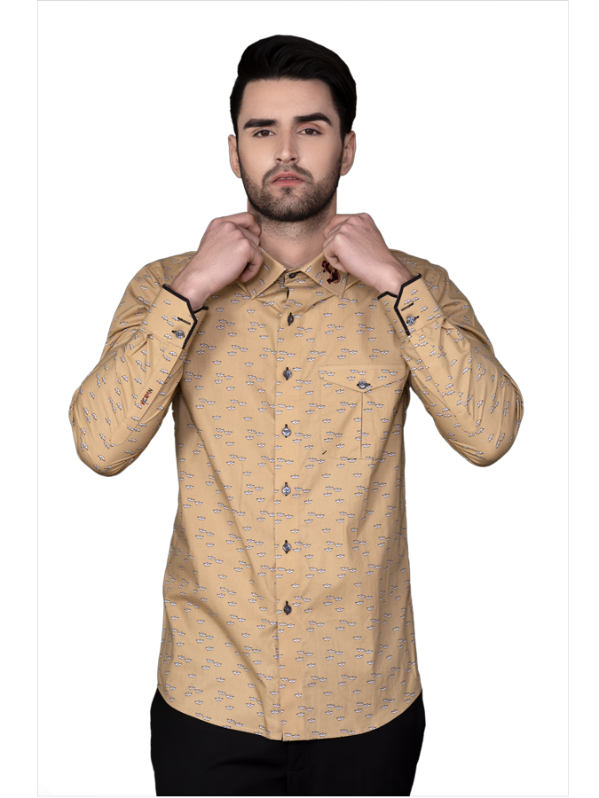 BROWN EMBROIDERED SHIRT