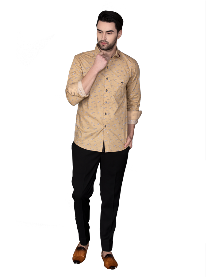 BROWN EMBROIDERED SHIRT