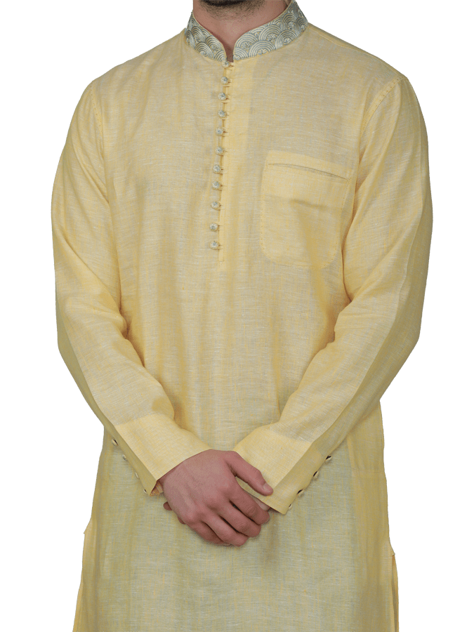 Beige COLOR KURTA WITH Sky Blue PAJAMA