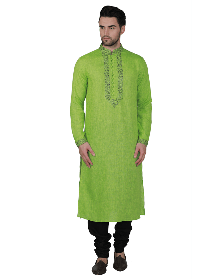 GREEN KURTA WITH BLACK CHURIDAR