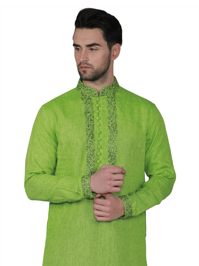 GREEN KURTA WITH BLACK CHURIDAR